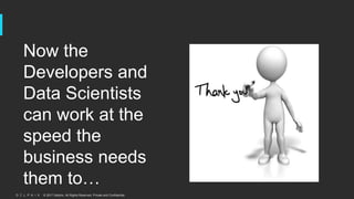 © 2017 Delphix. All Rights Reserved. Private and Confidential.
Now the
Developers and
Data Scientists
can work at the
speed the
business needs
them to…
 