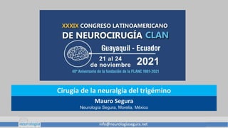 Cirugía de la neuralgia del trigémino
Mauro Segura
Neurología Segura, Morelia, México
 