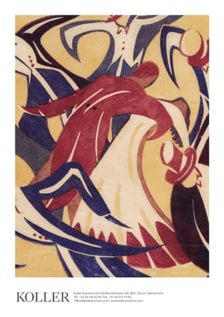 Koller Auctions Ltd, Hardturmstrasse 102, 8031 Zurich, Switzerland
Tel +41 44 445 63 63, Fax +41 44 273 19 66
office@kollerauctions.com, www.kollerauctions.com
 