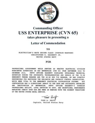 Letter of Commendation Christopher Haggerty