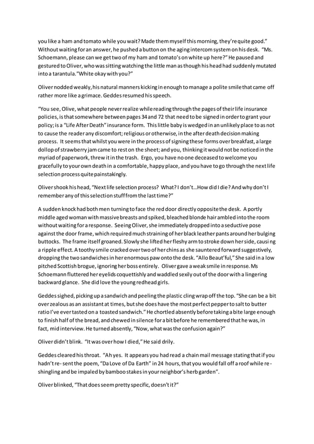 SA Writer's College Short Story Competition- Death and Sandwiches | PDF