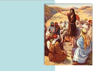 1. Sua Missão:
ser o "MENSAGEIRO"
que prepara o caminho
para o Messias.
Denuncia o pecado,
anuncia o perdão e dispõe
o homem a converter-se...
É o último dos profetas
do Antigo Testamento.
Não só anunciou o Messias,
mas o apontou já presente
no meio do povo:
"No meio de vós está…
Eis o Cordeiro de Deus..."
Dele falou Jesus:
"É mais que um profeta…
o maior dos nascidos
de mulher..."
 