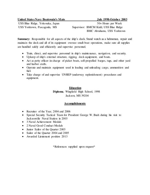 boatswains mate resume www