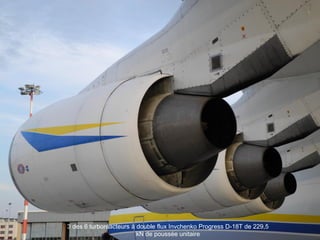 3 des 6 turboréacteurs à double flux Invchenko Progress D-18T de 229,5
kN de poussée unitaire

 