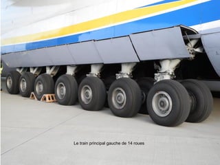 Le train principal gauche de 14 roues

 