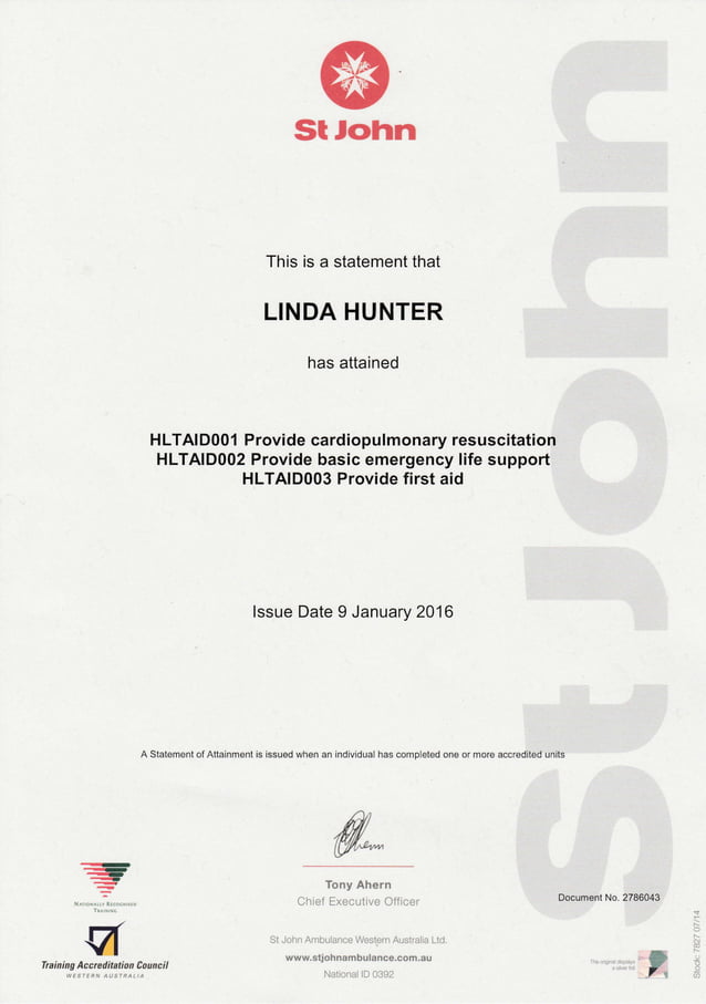 HUNTER Linda SFA certificate PDF