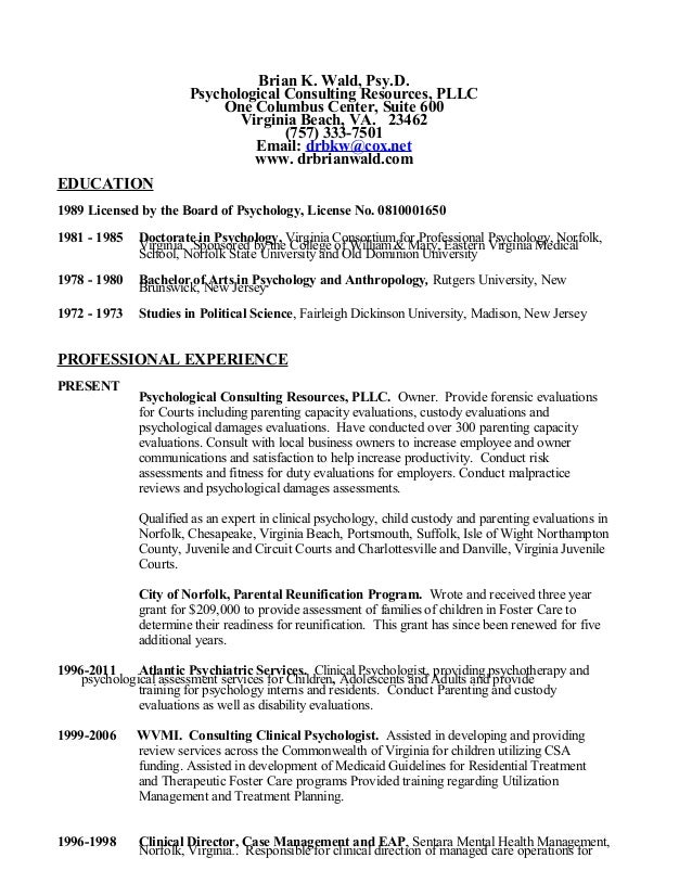 psychologist cv