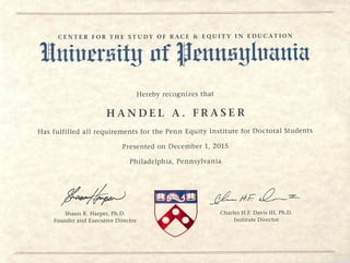 University of Pennsylvania Certificate