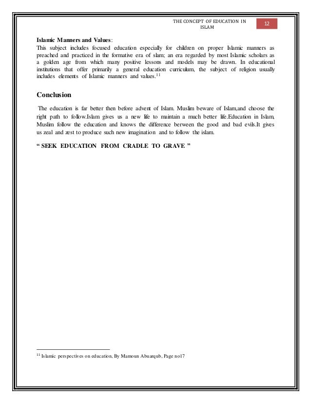 Concept of Education in Islam