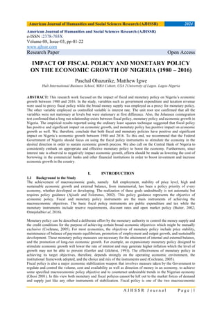 IMPACT OF FISCAL POLICY AND MONETARY POLICY ON THE ECONOMIC GROWTH OF ...