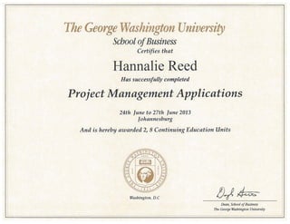 Project Management Application - Certificate