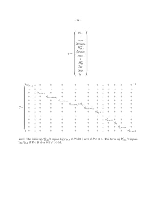 – 34 –
q =























µ0,1
..
µ0,19
∆µN4258
MW
H,1
∆µLMC
µM31
b
M0
B
ZW
∆zp
bl























C =

























σ2
tot,1,j .. 0 0 0 0 0 0 .. 0 0 0 0
.. .. .. .. .. .. .. .. .. .. .. .. ..
0 .. σ2
tot,19,j 0 0 0 0 0 .. 0 0 0 0
0 .. 0 σ2
tot,N4258,j 0 0 0 0 .. 0 0 0 0
0 .. 0 0 σ2
tot,M31,j 0 0 0 .. 0 0 0 0
0 .. 0 0 0 σ2
tot,MW,j+σ2
π,j 0 0 .. 0 0 0 0
0 .. 0 0 0 0 σ2
tot,LMC,j 0 .. 0 0 0 0
0 .. 0 0 0 0 0 σ2
mB,1 .. 0 0 0 0
.. .. .. .. .. .. .. .. .. .. .. .. ..
0 .. 0 0 0 0 0 0 .. σ2
mB,19 0 0 0
0 .. 0 0 0 0 0 0 .. 0 σ2
zp 0 0
0 .. 0 0 0 0 0 0 .. 0 0 σ2
µ,N4258 0
0 .. 0 0 0 0 0 0 .. 0 0 0 σ2
µ,LMC

























Note: The term log Ph
19,1/0 equals log P19,1 if P >10 d or 0 if P <10 d. The term log Pl
19,1/0 equals
log P19,1 if P <10 d or 0 if P >10 d.
 