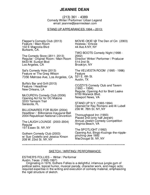 comedy resume 2013 revised