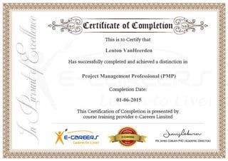 Lenton VanHeerden
Project Management Professional (PMP)
01-06-2015
 
