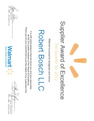 Walmart Supplier Award