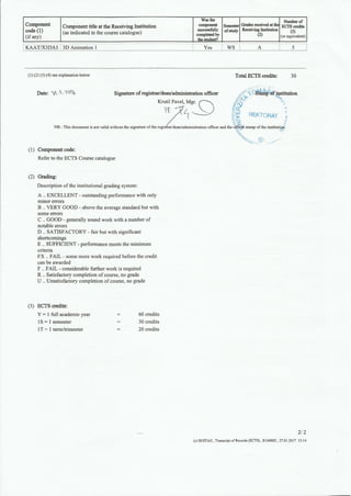 transcript of records ERASMUS