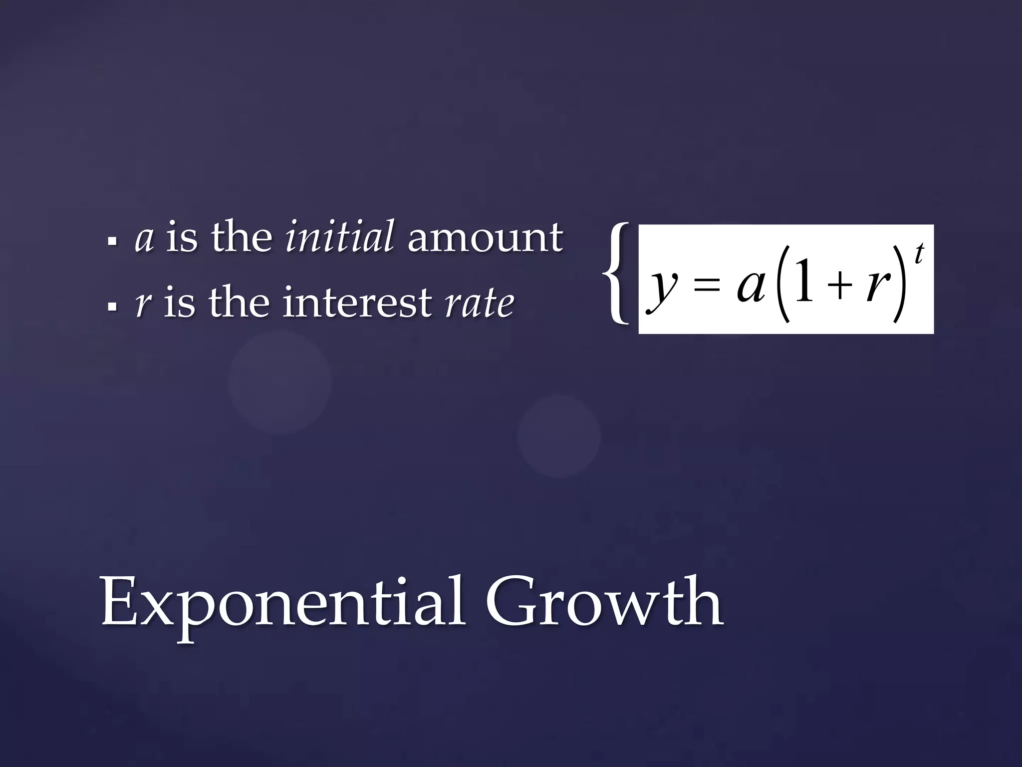 a is the initial amountExponential Growth