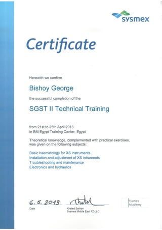 SGST II Technical Training Bishoy George