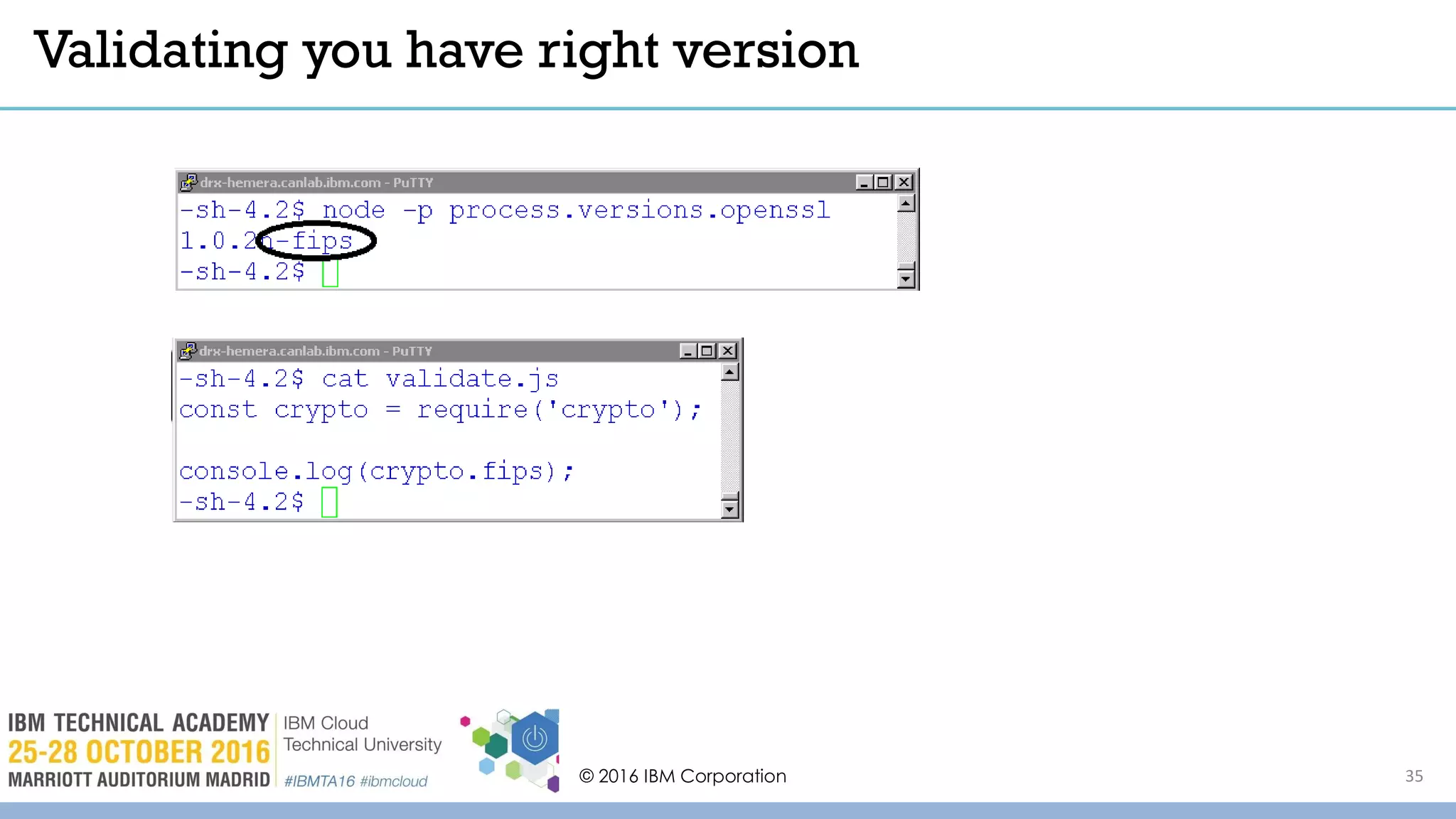 © 2016 IBM Corporation 35
Validating you have right version
 