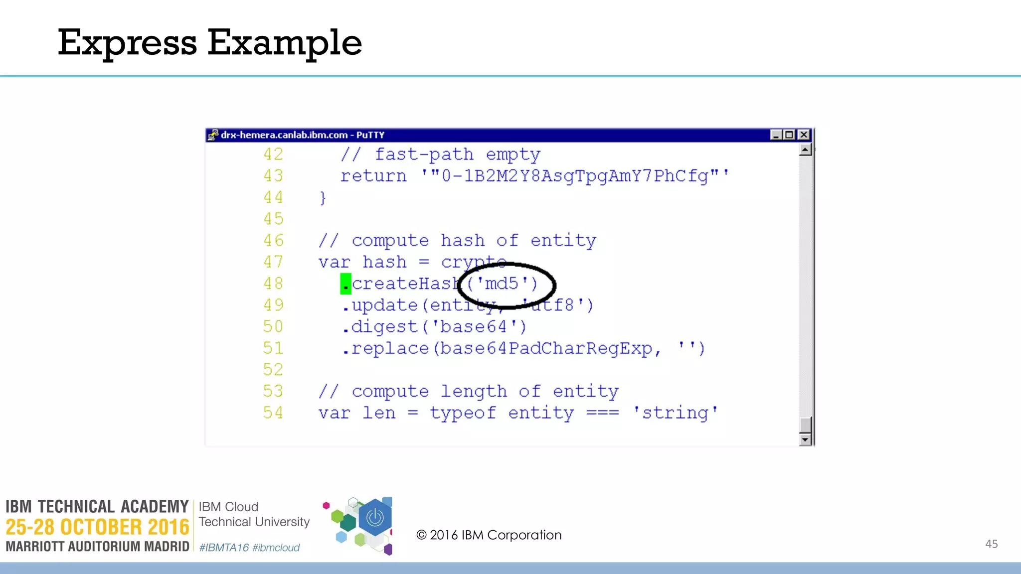 Express Example
© 2016 IBM Corporation
45
 
