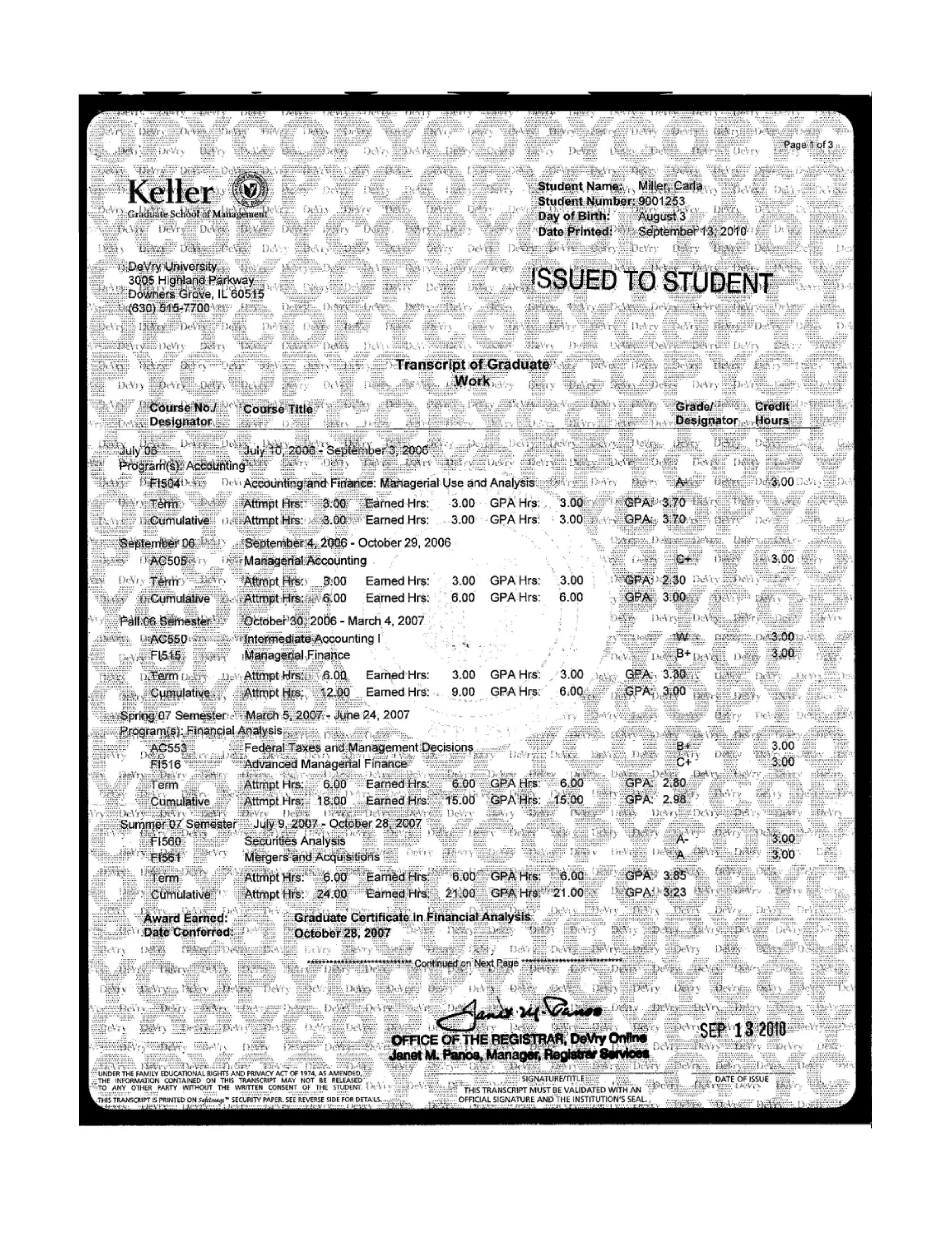 graduate transcripts | PDF