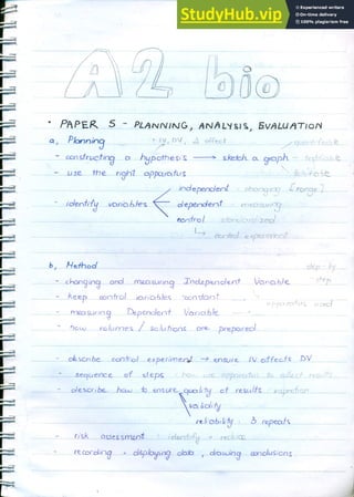 A2 Biology All In One Handwritten Notes