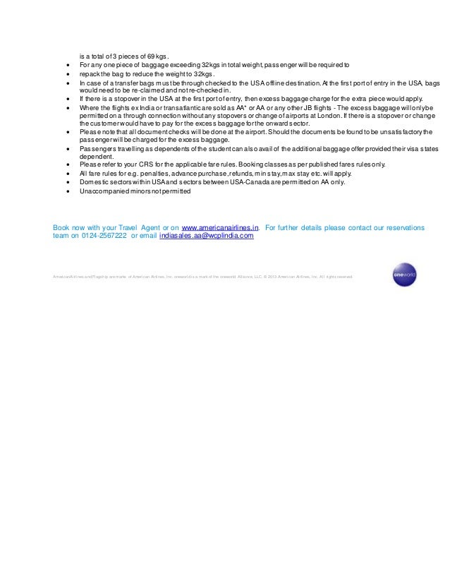 american airlines additional baggage