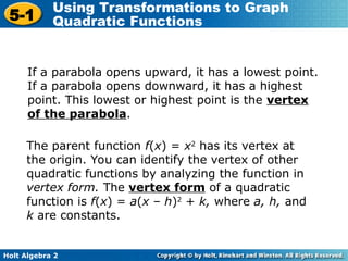 Quadratic Functions Transformations Explained | PPT