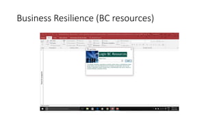 Business Resilience (BC resources)
 