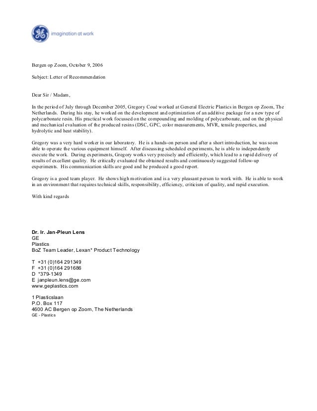Reference Letter GE Gr gory Cou 