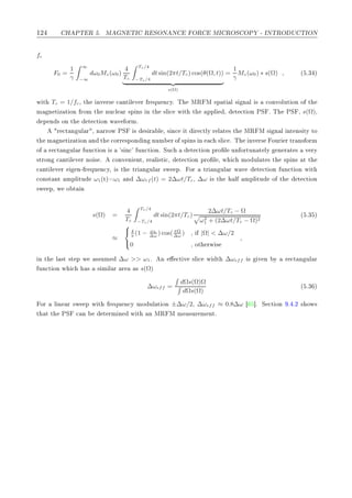 ½¾ À ÈÌ Ê º Å Æ ÌÁ Ê ËÇÆ Æ ÇÊ ÅÁ ÊÇË ÇÈ ¹ ÁÆÌÊÇ Í ÌÁÇÆ
fc
F0 =
1
γ
∞
−∞
dω0Mz(ω0)
4
Tc
Tc/4
−Tc/4
dt sin(2πt/Tc) cos(θ(Ω, t))
s(Ω)
=
1
γ
Mz(ω0) ∗ s(Ω) , ´ º¿ µ
Û Ø Tc = 1/fc¸ Ø ÒÚ Ö× 
 ÒØ Ð Ú Ö Ö ÕÙ Ò
Ýº Ì ÅÊ Å ×Ô Ø Ð × Ò Ð × 
ÓÒÚÓÐÙØ ÓÒ Ó Ø
Ñ Ò Ø Þ Ø ÓÒ ÖÓÑ Ø ÒÙ
Ð Ö ×Ô Ò× Ò Ø ×Ð 
 Û Ø Ø ÔÔÐ ¸ Ø 
Ø ÓÒ ÈË º Ì ÈË ¸ s(Ω)¸
Ô Ò × ÓÒ Ø Ø 
Ø ÓÒ Û Ú ÓÖÑº
Ö 
Ø Ò ÙÐ Ö ¸ Ò ÖÖÓÛ ÈË × × Ö Ð ¸ × Ò
 Ø Ö 
ØÐÝ Ö Ð Ø × Ø ÅÊ Å × Ò Ð ÒØ Ò× ØÝ ØÓ
Ø Ñ Ò Ø Þ Ø ÓÒ Ò Ø 
ÓÖÖ ×ÔÓÒ Ò ÒÙÑ ÖÓ ×Ô Ò× Ò 
 ×Ð 
 º Ì ÒÚ Ö× ÓÙÖ Ö ØÖ Ò× ÓÖÑ
Ó Ö 
Ø Ò ÙÐ Ö ÙÒ
Ø ÓÒ × ³× Ò
³ ÙÒ
Ø ÓÒº ËÙ
 Ø 
Ø ÓÒ ÔÖÓ Ð ÙÒ ÓÖØÙÒ Ø ÐÝ Ò Ö Ø × Ú ÖÝ
×ØÖÓÒ 
 ÒØ Ð Ú Ö ÒÓ × º 
ÓÒÚ Ò ÒØ¸ Ö Ð ×Ø 
¸ Ø 
Ø ÓÒ ÔÖÓ Ð ¸ Û 
 ÑÓ ÙÐ Ø × Ø ×Ô Ò× Ø Ø

 ÒØ Ð Ú Ö Ò¹ Ö ÕÙ Ò
Ý¸ × Ø ØÖ Ò ÙÐ Ö ×Û Ôº ÓÖ ØÖ Ò ÙÐ Ö Û Ú Ø 
Ø ÓÒ ÙÒ
Ø ÓÒ Û Ø

ÓÒ×Ø ÒØ ÑÔÐ ØÙ ω1´Øµ ω1 Ò ∆ωrf (t) = 2∆ωt/Tc¸ ∆ω × Ø Ð ÑÔÐ ØÙ Ó Ø Ø 
Ø ÓÒ
×Û Ô¸ Û Ó Ø Ò
s(Ω) =
4
Tc
Tc/4
−Tc/4
dt sin(2πt/Tc)
2∆ωt/Tc − Ω
ω2
1 + (2∆ωt/Tc − Ω)2
´ º¿ µ
≈



4
π
(1 − ω1
∆ω
) cos( πΩ
∆ω
) ¸ |Ω| < ∆ω/2
0 ¸ ÓØ ÖÛ ×
,
Ò Ø Ð ×Ø ×Ø Ô Û ××ÙÑ ∆ω >> ω1º Ò 
Ø Ú ×Ð 
 Û Ø ∆ωeff × Ú Ò Ý Ö 
Ø Ò ÙÐ Ö
ÙÒ
Ø ÓÒ Û 
 × × Ñ Ð Ö Ö × s(Ω)
∆ωeff =
dΩs(Ω)Ω
dΩs(Ω)
´ º¿ µ
ÓÖ Ð Ò Ö ×Û Ô Û Ø Ö ÕÙ Ò
Ý ÑÓ ÙÐ Ø ÓÒ ±∆ω/2¸ ∆ωeff ≈ 0.8∆ω ℄º Ë 
Ø ÓÒ º º¾ × ÓÛ×
Ø Ø Ø ÈË 
 Ò Ø ÖÑ Ò Û Ø Ò ÅÊ Å Ñ ×ÙÖ Ñ ÒØº
 