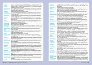 60 A LEVEL ECONOMICS YEAR 2 (A2) Revision Workshop www.tutor2u.net 61
De-layering Removing one or more levels of hierarchy from the organizational structure. For example, many high-street banks no
longer have a manager in each of their branches
De-merger The hiving off of one or more business units from a group so that they can operate as independently managed concerns
Deregulation The opening up of markets to competition by reducing barriers to entry. The aim is to increase market supply, stimulate
competition and innovation and drive prices down
Diseconomies of scale A business may expand beyond the optimal size in the long run and experience diseconomies of scale.This leads to rising
(internal) LRAC. For example, a firm increases all inputs by 300 %, its output increases by only 200%.
Dis-synergies Negative or adverse effects of a takeover or merger. These are the disruptions that arise from the deal which result
additional costs or lower than expected revenues
Diversification Increasing the range of products or markets served by a business.
Divorce between The owners of a company normally elect a board of directors to control the business’s resources for them. However,
ownership and control when the owner of a company sells shares, or takes out a loan to raise finance, they sacrifice some of their control
Dominant market position A firm holds a dominant position if it can operate within the market without taking full account of the reaction of its
competitors or final consumer
Dominant strategy A dominant strategy in game theory is one where a single strategy is best for a player regardless of what strategy the
other players in the game decide to use
Due Diligence Due diligence is the process undertaken by a prospective buyer of a business to confirm the details (e.g. financial
performance, assets & liabilities, legal ownership & issues, operations, market position) of what they expect to buy
Duopoly Any market that is dominated by two suppliers. Proctor & Gamble and Unilever took 84 per cent of the UK market liquid
detergent sales in 2005
Duopsony Two major buyers of a good or service in a market each of whom is likely to have some buying power with suppliers in
their market.
Dynamic efficiency Changes in the choice available in a market together with the quality/performance of products that we buy. Dynamic
efficiency linked to the pace of innovation in a market
Economies of scale Falling long run average cost as output increases in the long run
Economies of scope Where it is cheaper to produce a range of products
Equilibrium output A monopolist is assumed to profit maximise, in other words, aims to achieve an output equal to the point where MC=MR
Excess capacity The difference between the current output of a business and the total amount it could produce in the current time period.
Experience curve Pattern of falling costs as production of a product or service increases, because the company learns more about it,
workers become more skilful
External diseconomies When the growth of an industry leads to higher costs for businesses that are part of that industry – for example,
of scale increased traffic congestion
External economies When the expansion of an industry leads to the development of ancillary services which benefit suppliers – causing a
of scale downward sloping industry supply curve.
First mover advantage The idea that a business that creates a new product and which is first into the market can develop a competitive
advantage perhaps through learning by doing
Fixed cost Business expenses that do not vary directly with the level of output
Forward vertica integration Acquiring a business further up in the supply chain – e.g. a vehicle manufacturer buys a car parts distributor
Franchised monopoly When the government grants a company the exclusive right to sell or manufacture a product or service in a particular area
Freemium Business model in which some basic services are provided for free, with the aim of enticing users to pay for additional,
premium features or content
Game Theory When there are two or more interacting decision-takers (players) and each decision or combination of decisions involves
a particular outcome (known as a pay-off.)
Herfindahl Index A measure of market concentration. The index is calculated by squaring the % market share of each firm in the market
and summing these numbers.
Hit-and-run competition When a business enters an industry to take advantage of temporarily high (supernormal) market profits. Common in
highly contestable markets.
Horizontal collusion Where there is agreement between firms at the same stage of the production process to charge prices above the
competitive level.
Horizontal integration When companies from the same industry amalgamate to form a larger company - firms are at the same stage of the
production process
Hostile takeover A takeover that is not supported by the management of the company being acquired - as opposed to a friendly takeover
Innovation Making changes to something established. Invention, by contrast, is the act of coming upon or finding. Innovation is the
creation of new intellectual assets
Innovation-diffusion The extent and pace at which a market as a whole adopts new products, or improved versions of existing products
Interdependence When the actions of one firm has an effect on its competitors in the market. Interdependence is a feature of an oligopoly.
In simple terms - when two or more things depend on each other (i.e. business and society)
Internal growth Internal growth occurs when a business gets larger by increasing the scale of its own operations rather than relying on
integration with other businesses
Inventories Inventory is a list for goods and materials, or those goods and materials themselves, held available in stock by a business
Joint-venture Agreement between two or more companies to cooperate on a particular project or a business that serves their mutual
interests
Kinked demand curve The kinked demand curve model assumes that a business might face a dual demand curve for its product based on the
likely reactions of other firms in the market to a change in its price or another variable
Last mover advantage The advantage a company gains by being one of the last to sell a product or provide a service, when technology has
improved and costs are very low
Light-touch regulation An approach of government to managing business behaviour - prefers to “influence” rather than “legislate/regulate”
Carrot or stick?
Limit pricing When a firm sets price low enough to discourage new entrants into the market
Marginal cost The change in total costs from increasing output by one extra unit – the formula for MC is ‘change in total cost divided
by change in quantity
Marginal profit The increase in profit when one more unit is sold or the difference between MR and MC. If MR = £20 and MC = £14 then
marginal profit = £6
Marginal revenue The change in total revenue from selling one extra unit of output
Merger A merger is a combination of two previously separate organisations.
Merger integration The process of bringing two firms together once they have come under common ownership. Often regarded as the most
difficult part of any takeover or merger. The integration process needs to cover “hard” areas such as IT systems and
marketing strategy as well as “soft” issues such as different business cultures
Metcalfe’s Law Coined by Robert Metcalfe, Metcalfe's law says that the usefulness of a network equals the square of the number of
users. This is linked to the concept of network economies of scale
Minimum efficient scale Scale of production where internal economies of scale have been fully exploited. Corresponds to the lowest point on the
long run average cost curve
Monopolistic competition A market structure characterized by many buyers and sellers of slightly different products and easy entry to, and exit
from, the industry. Firms have differentiated products and therefore the demand is not perfectly elastic
Monopoly profit When a lack of viable market competition allows a business to set its prices above the equilibrium price for a good or
service without losing profits to competitors
Monopsony When a single buyer controls the market for a particular good or service, in essence setting price and quality levels,
normally because without that buyer there would not sufficient demand for the product to survive
Moral Hazard When someone pays for your accidents and problems, you may be inclined to take less effort to avoid accidents and
problems
Multinational A company with subsidiaries or manufacturing bases in several countries
Nash Equilibrium In a Nash Equilibrium, the outcome of a game that occurs is when player A takes the best possible action given the
action of player B, and player B takes the best possible action given the action of player A
Nationalization When a government takes over a private sector company
Natural monopoly For a natural monopoly the long-run average cost curve falls continuously over a large range of output.The result may
be that there is only room in a market for one firm to fully exploit the economies of scale that are available
NGO Non-governmental organization (e.g. WWF, Greenpeace)
Non-price competition Non-price competition assumes increased importance in oligopolistic markets. Competing not on the basis of price but
by other means, such as the quality of the product, packaging, customer service, etc.
Normal profit Normal profit is the transfer earnings of the entrepreneur i.e. the minimum reward necessary to keep her in her present
industry. Normal profit is therefore a fixed cost, included in the average, not the marginal, cost curve
Oligopoly A market dominated by a few producers. Oligopoly is best defined by the conduct (or behaviour) of firms rather than its
market structure
Optimal plant size Optimal plant is the size where costs are minimized, i.e. when all economies of scale have been obtained, but
diseconomies have not set in. Sometimes the size of a firm or plant is also limited by the size of the market
Pareto efficiency Where it is not possible for individuals, households, or firms to bargain or trade in such a way that everyone is at least as
well off as they were before and at least one person is better off. Also known as an efficient outcome
Patent Right under law to produce and market a good for a specified period of time
Pay wall Blocking access to a website which is only available to paying subscribers
Peak pricing When a business raises its prices at a time when demand has reached a peak might be justified due to the higher
marginal costs of supply at peak times
Penetration pricing A pricing policy used to enter a new market, usually by setting a very low price
Perfect competition A market where prices reflect complete mobility of resources and freedom of entry and exit, full access to information by
all participants, relatively homogeneous products, and the fact that no one buyer or seller has any advantage over another.
Perfect price When a firm separates the whole market into each individual consumer and charges them the pricethey are willing
discrimination and able to pay
Predatory pricing Setting an artificially low price for a product in order to drive away competition - deemed to be illegal by the UK and
European competition authorities. When predatory pricing is happening it is likely than Price <Average Cost in the short
run, but in the long run there will be a rise in prices as competition is reduced.
Price capping A government-imposed limit on the price charged for a product - otherwise known as price capping. Often introduced as
a way of controlling monopoly pricing power
Price ceiling Law that sets or limits the price to be charged for a particular good
Price discrimination When a firm charges a different price to different groups of consumers for an identical good or service, for reasons not
associated with costs
Price fixing Price fixing represents an attempt by suppliers to control supply and fix price at a level close to the level we would
expect from a monopoly
Price leadership When one firm has a clear dominant position in the market and the firms with lower market shares follow the pricing
changes prompted by the dominant firm
Price regulation Government control of prices, normally for utilities and other essential services
Prisoners’ dilemma A problem in game theory that demonstrates why two people might not cooperate even if it is in both their best interests
to do so. In the classic game, cooperating is strictly dominated by defecting, so that the only possible equilibrium for the
game is for all players to defect. No matter what the other player does, one player will always gain a greater payoff by
playing defect.
Private equity Injection of funds by specialized investors into private companies with the aim of achieving high rates of return
Private Finance Initiative The PFI is a means of obtaining private funds for public sector projects
Privatization The sale of state-owned companies to the private sector, normally through a stock market listing.The opposite of nationalization
Procurement collusion Where companies illegally bid for large contracts by rigging bids to decide which one of them gets the contract in advance.
Producer surplus The difference between what producers are willing and able to supply a good for and the price they actually receive. The
level of producer surplus is shown by the area above the supply curve and below the market price
 