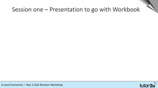 A Level Economics – Year 2 (A2) Revision Workshop
Session one – Presentation to go with Workbook
 
