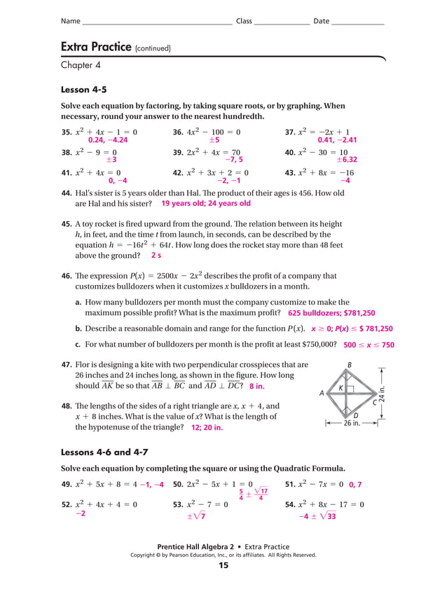 Chapter 4 Extra Practice Answers PDF