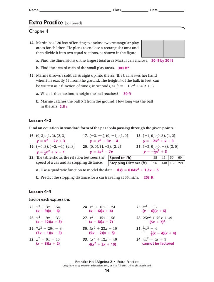 Chapter 4 Extra Practice Answers