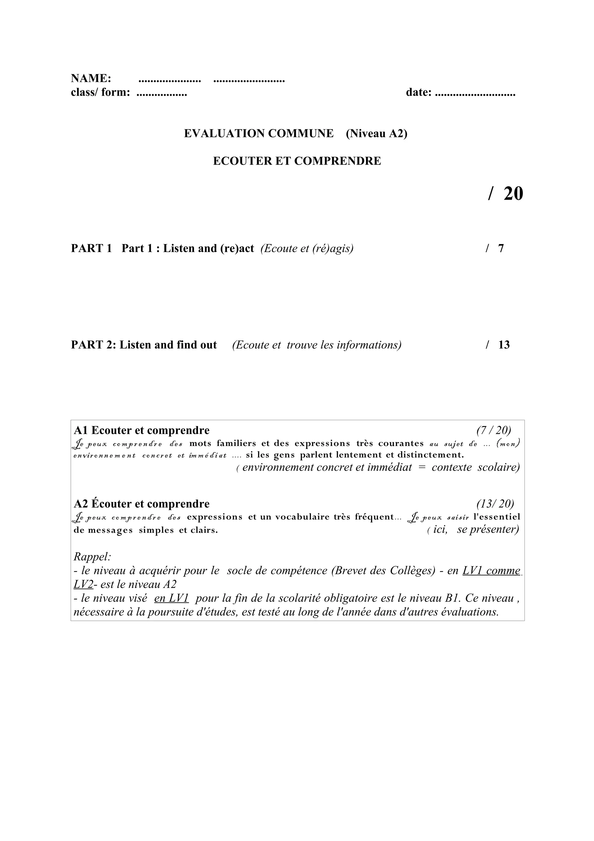 A2 Evaluation Co 2007 2008