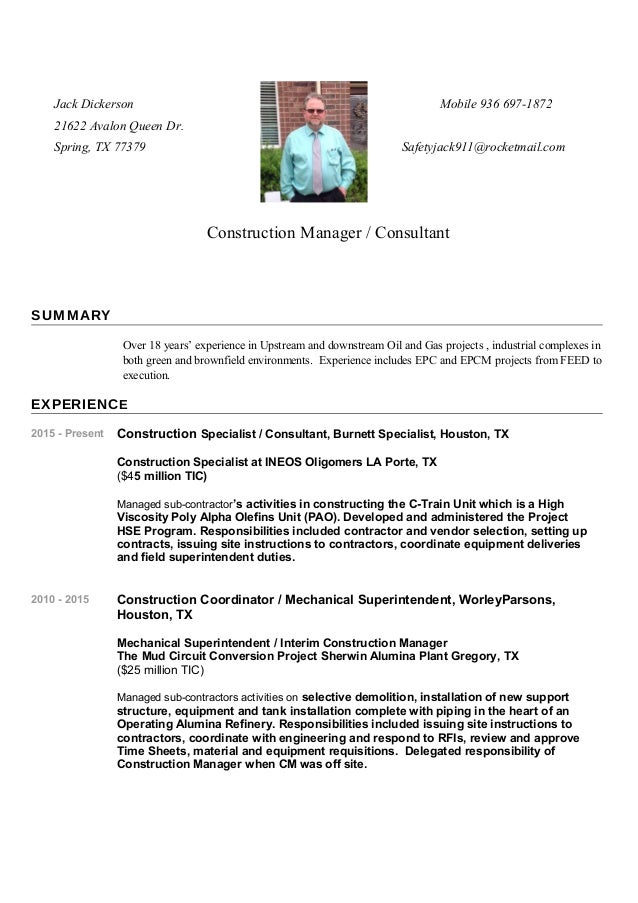construction manager resume