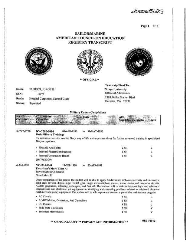 American Council Education Registry Transcripts | PDF