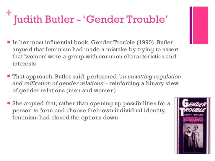 notes on gender trouble by judith Gender trouble: feminism and the subversion of identity by judith butler - chapter 1, subjects of sex/gender/desire, section i, summary and analysis. notes on gender trouble by judith Gender trouble: feminism and the subversion of identity by judith butler - chapter 1, subjects of sex/gender/desire, section i, summary and analysis.
