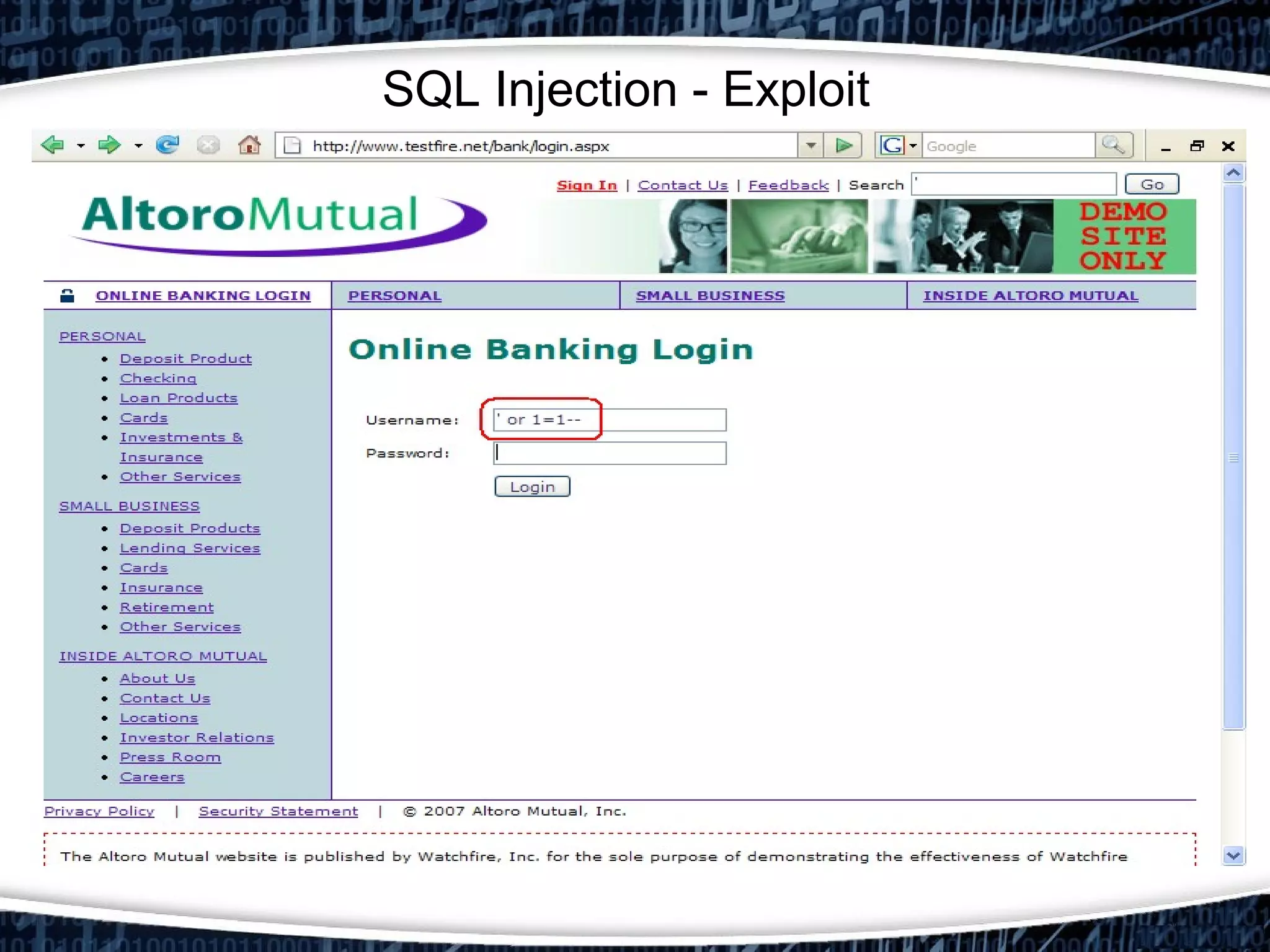 SQL Injection - Exploit
 