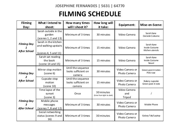 a2-filming-schedule