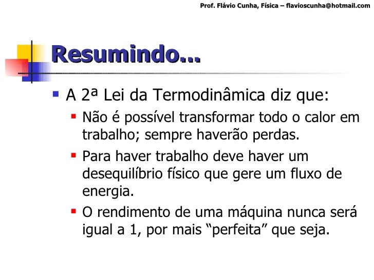 Conclusão da segunda lei da termodinamica