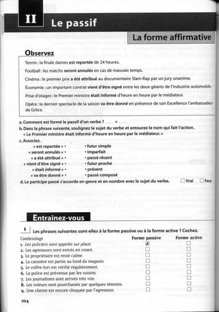 A2 ~ les exercices de grammaire, avec corrigés