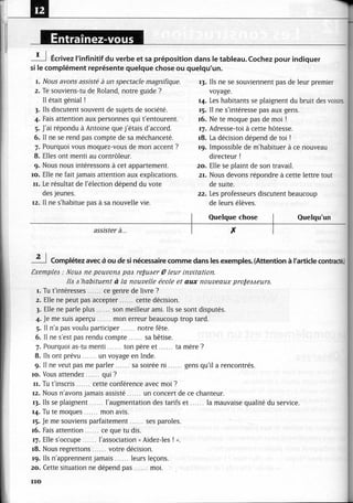A2 ~ les exercices de grammaire, avec corrigés
