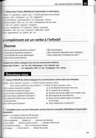 A2 ~ les exercices de grammaire, avec corrigés