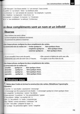 A2 ~ les exercices de grammaire, avec corrigés