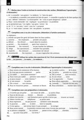 A2 ~ les exercices de grammaire, avec corrigés