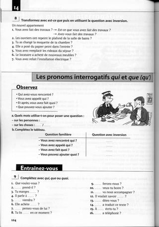 A2 ~ les exercices de grammaire, avec corrigés