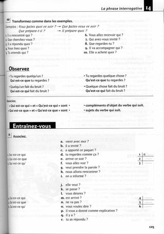 A2 ~ les exercices de grammaire, avec corrigés