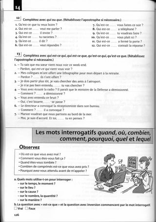 A2 ~ les exercices de grammaire, avec corrigés